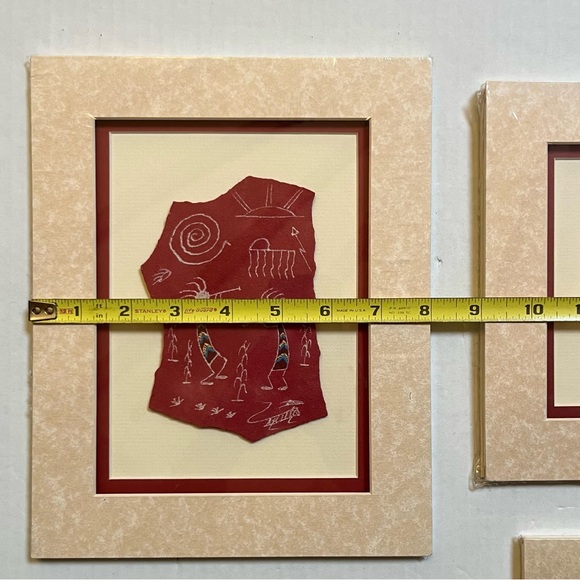 Set of 4 Vintage Larry Beck Hand Painted Petroglyphs on Stone - Picture 10 of 12